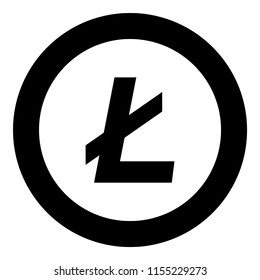 Litecoin icon black color in round circle