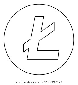 Litecoin icon black color in round circle outline