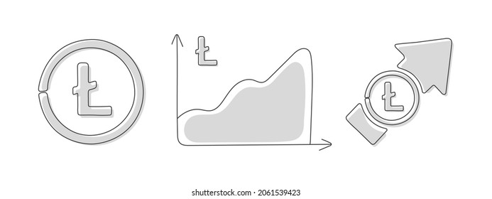 Litecoin icon. Different financial currency icons. Financial chart with currency icon. Vector illustration