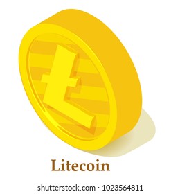Litecoin icon. Isometric illustration of litecoin vector icon for web
