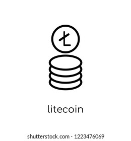 Litecoin icon. Trendy modern flat linear vector Litecoin icon on white background from thin line Cryptocurrency economy and finance collection, editable outline stroke vector illustration