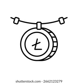 Icono de litecoin con Vector de fondo blanco Ilustración de stock