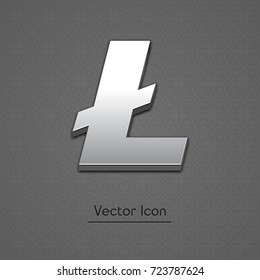 Litecoin isolated web vector icon. Litecoin trendy 3d style vector icon. Raised symbol illustration. Litecoin symbol vector icon for your web site design, internet, graphic interface, business.