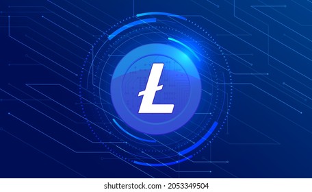 Litecoin LTC banner. LTC coin cryptocurrency concept banner background.