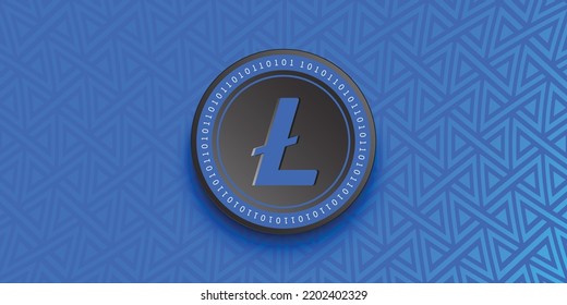 Litecoin (LTC) crypto coin token vector illustration. Virtual currency symbol banner and background