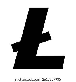 Litecoin ltc crypto currency blockchain logo coin silhouette isolated on white background vector image