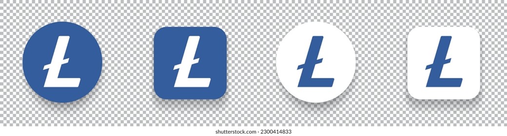 Litecoin LTC crypto currency logo symbol set isolated on transparent background vector