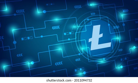 Litecoin (LTC), cryptocurrency exchange technology digital coin. Abstract background blue color. Futuristic electronic payment. concept vector illustration design for eps.10