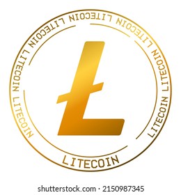 Símbolo de vector criptodivisa LTC de Litecoin. Logo de color dorado plano de Blockchain en ilustración vectorial de fondo blanco.