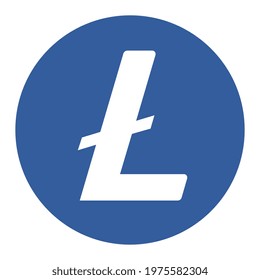 Litecoin LTC token symbol cryptocurrency logo, coin icon isolated on white background. Vector illustration.