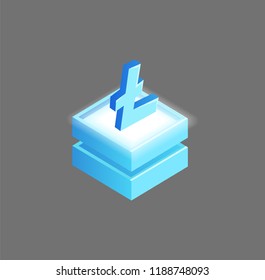 Litecoin peer-to-peer cryptocurrency and open source software project. Isolated isometric 3d icon vector, money sign, financing and banking finance