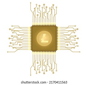Litecoin  sign on chip. vector illustration