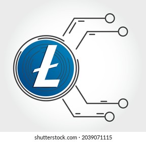 Litecoin symbol. Vector illustration, logo, Cryptocurrency.