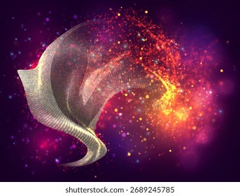 Litecoin, bandeira 3d vetorial com um splash de pontos de tinta, explosão de pontos coloridos