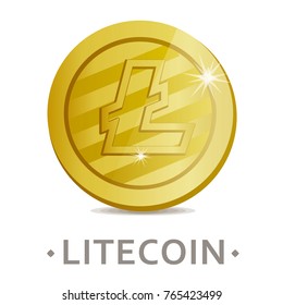 Litecoin vector icon as golden coin vector symbol. Cryptocurrency sign.
