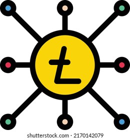 Litecoin Vector illustration on a transparent background.Premium quality symmbols.Stroke vector icon for concept and graphic design.