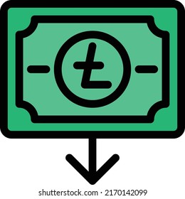 LiteCoin Vector illustration on a transparent background.Premium quality symmbols.Stroke vector icon for concept and graphic design.