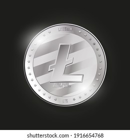 Ilustración vectorial de la liecoína. Moneda realista de plata. Icono de criptodivisa. Moneda digital. sistema de pago LTC