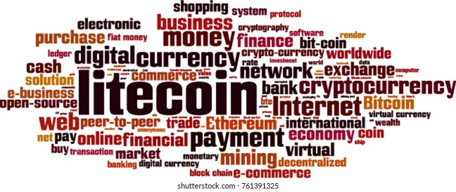 Litecoin word cloud concept. Vector illustration