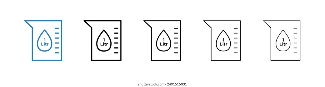 Litersymbol in Schwarz und Blau