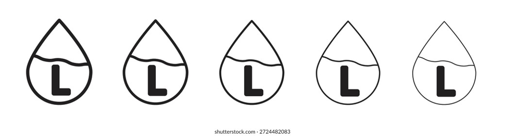 Liter-Icon-Design in dünnen bearbeitbaren Strichstil für grafische Arbeit
