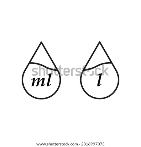liter icon, drop liquid, fluid volume l and ml, capacity water. Vector illustration. stock image.