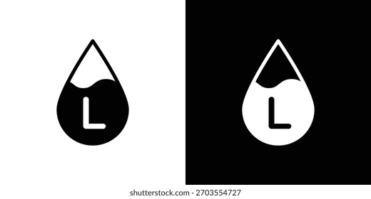 Liter Symbol Illustration doodle. Flache Illustration, Vektorsatz