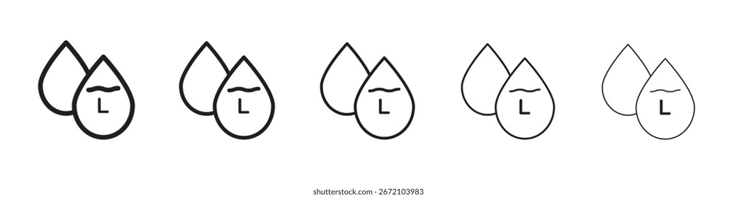 Liter icon line art vector collection on white background