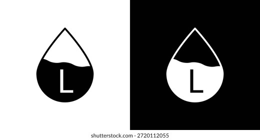 Liter icon simple flat graphic illustrations. Black and white silhouette vector