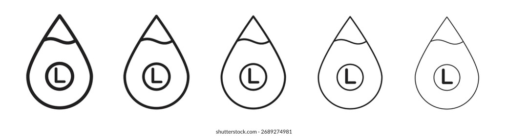 Liter icon vector Art line Illustrations collection