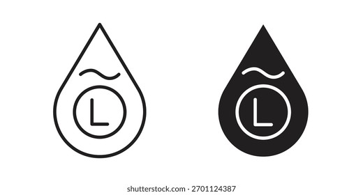 Vektorgrafik-Kollektion mit einem Liter-Symbol. Vektorgrafiken mit Stocksymbolen