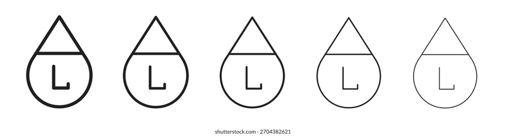 Liter-SymbolSchwarz, linear fett und dünn gestrichelt