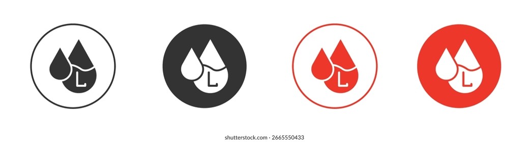 Liter icons. Flat design style. Graphic design vector symbols. 