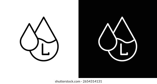 Liter-Symbole im Linienstil. Bearbeitbare schwarze und weiße Striche