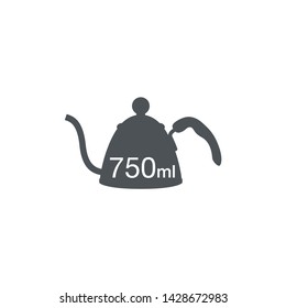 Liter l sign (l-mark) estimated volumes 750 milliliters (ml) Vector symbol packaging, labels used for prepacked foods, drinks different liters and milliliters. 750 ml vol single icon isolated on white
