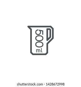 Liter l sign (l-mark) estimated volumes 500 milliliters (ml) Vector symbol packaging, labels used for prepacked foods, drinks different liters and milliliters. 500 ml vol single icon isolated on white