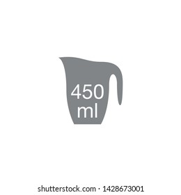 Liter l sign (l-mark) estimated volumes 450 milliliters (ml) Vector symbol packaging, labels used for prepacked foods, drinks different liters and milliliters. 450 ml vol single icon isolated on white