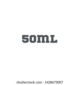 Liter l sign (l-mark) estimated volumes 50 milliliters (ml). Vector symbol packaging and labels used for prepacked foods, drinks different liters and milliliters. 50 Vol single icon isolated on white