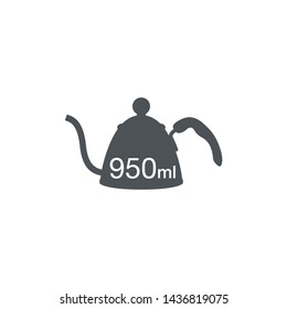 Liter l sign (l-mark) estimated volumes 950 milliliters (ml) Vector symbol packaging, labels used for prepacked foods, drinks different liters and milliliters. 950 ml vol single icon isolated on white