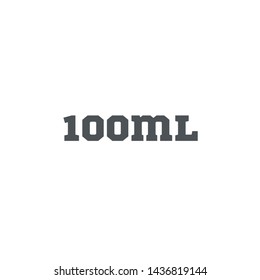 Liter l sign (l-mark) estimated volumes 100 milliliters (ml) Vector symbol packaging, labels used for prepacked foods, drinks different liters and milliliters. 100 ml vol single icon isolated on white