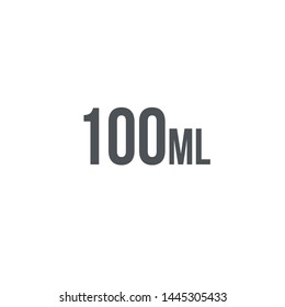 Liter l sign (l-mark) estimated volumes 100 milliliters (ml) Vector symbol packaging, labels used for prepacked foods, drinks different liters and milliliters. 100 ml vol single icon isolated on white