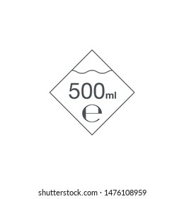 Liter l sign (l-mark) estimated volumes 500 milliliters (ml) Vector symbol packaging, labels used for prepacked foods, drinks different liters and milliliters. 500 ml vol single icon isolated on white