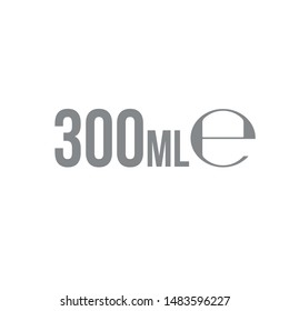 Liter l sign (l-mark) estimated volumes 300 milliliters (ml) Vector symbol packaging, labels used for prepacked foods, drinks different liters and milliliters. 300 ml vol single icon isolated on white