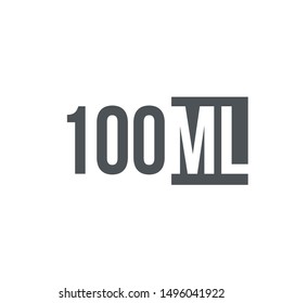 Liter l sign (l-mark) estimated volumes 100 milliliters (ml) Vector symbol packaging, labels used for prepacked foods, drinks different liters and milliliters. 100 ml vol single icon isolated on white