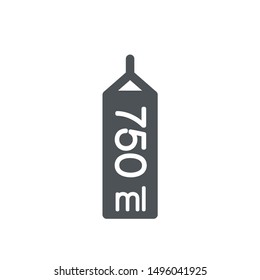 Liter l sign (l-mark) estimated volumes 750 milliliters (ml) Vector symbol packaging, labels used for prepacked foods, drinks different liters and milliliters. 750 ml vol single icon isolated on white