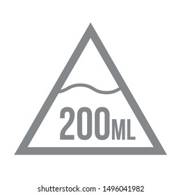 Liter l sign (l-mark) estimated volumes 200 milliliters (ml) Vector symbol packaging, labels used for prepacked foods, drinks different liters and milliliters. 200 ml vol single icon isolated on white