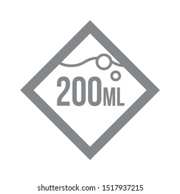 Liter l sign (l-mark) estimated volumes 200 milliliters (ml) Vector symbol packaging, labels used for prepacked foods, drinks different liters and milliliters. 200 ml vol single icon isolated on white