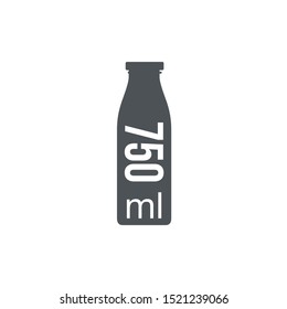 Liter l sign (l-mark) estimated volumes 750 milliliters (ml) Vector symbol packaging, labels used for prepacked foods, drinks different liters and milliliters. 750 ml vol single icon isolated on white