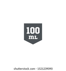 Liter l sign (l-mark) estimated volumes 100 milliliters (ml) Vector symbol packaging, labels used for prepacked foods, drinks different liters and milliliters. 100 ml vol single icon isolated on white