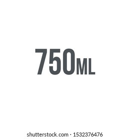 Liter l sign (l-mark) estimated volumes 750 milliliters (ml) Vector symbol packaging, labels used for prepacked foods, drinks different liters and milliliters. 750 ml vol single icon isolated on white